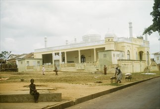 Mosque at Saltpond, Ghana. View of Saltpond Mosque, an enclosed structure featuring a central dome
