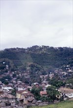 Fourah Bay. View over Fourah Bay, nestled in the foothills of a mountain. Freetown, Sierra Leone,