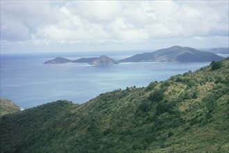 Tortola, British Virgin Islands. View from Tortola looking out over the Caribbean Sea to the