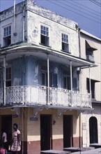 Building on the corner, Bridgetown. A three-storey domestic building, possibly flats, located on