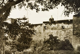 Fort Jesus in Mombasa. The defensive outer wall of Fort Jesus. At the time of this photograph, and