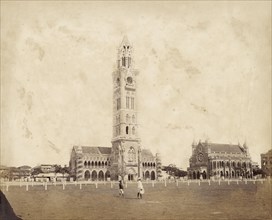 The Rajabai clock tower. View of the Gothic-style Rajabai clock tower at the University of Bombay's