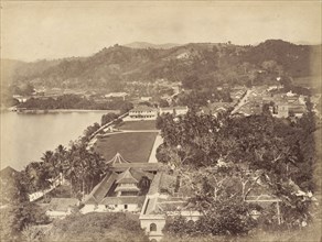 Kandy and its artificial lake. View over the city of Kandy and its artificial lake, built in 1807