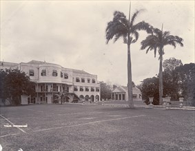 Government House, Barbados. View of the facade and recreational grounds of Government House in