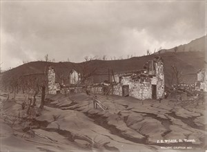 After the eruption of Soufriere . The ruins of Richmond Great House, destroyed and buried in