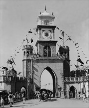 The Delhi Gate. An welcome arch identified as the 'Delhi Gate' is festooned with strings of bunting