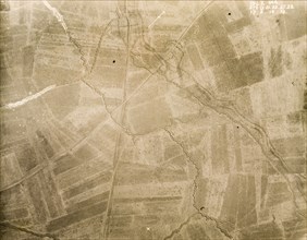 Aerial view of a trench system. One of a series of British aerial reconnaissance photographs