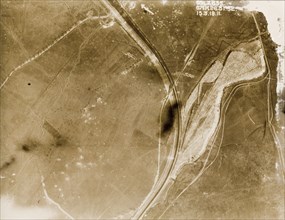 A railway track on the Western Front. One of a series of British aerial reconnaissance photographs