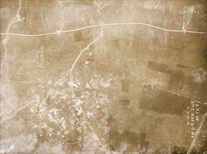 A mined road on the Western Front. One of a series of British aerial reconnaissance photographs