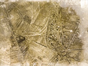 Military camp in a ruined village. One of a series of British aerial reconnaissance photographs
