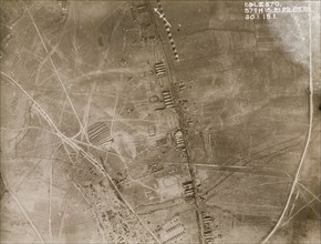 Aerial view of a military camp on the Western Front. One of a series of British aerial