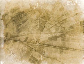 Fields on the Western Front. One of a series of British aerial reconnaissance photographs recording