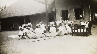 Nigerian schoolgirls attend a tea party. Female students of the Niger Middle School attend a tea