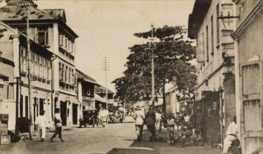 Broad Street, Lagos. View down Broad Street, a commercial road in Lagos. Lagos, Nigeria, circa 1925