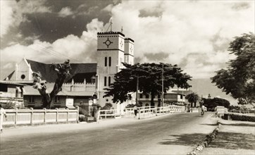 Catholic church in Apia. A Catholic church stands on a main street in Apia. Apia, Western Samoa