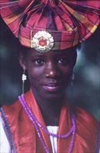 Dancer at the Caribbean Music Village. Head and shoulders portrait of a female dancer at the