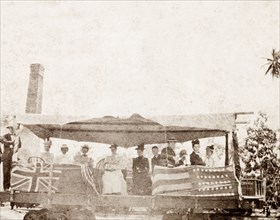 American missionaries in Jamaica. A group of American missionaries travels in an open rail carriage