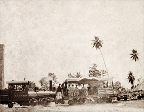 American missionaries in Jamaica. A group of American missionaries travels in an open rail carriage