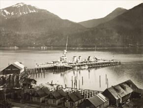 HMS Dauntless at Juneau Pier. HMS Dauntless of the Royal Navy's South American Division anchored