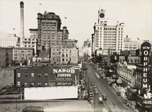 Granville Street, Vancouver. View along Granville Street looking north to False Creek, in the