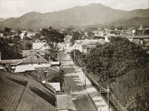 View to the Northern Range, Trinidad. View over the rooftops Port of Spain to the mountainous