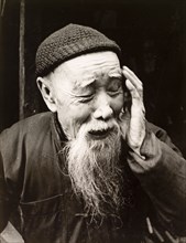 An elderly Chinese man. Portrait of an elderly Chinese man. Hong Kong, China, 1963. Hong Kong, Hong