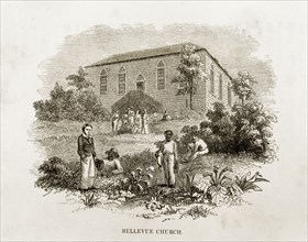 Bellevue Church, Jamaica. A woodcut illustration taken from Reverend George Blythe's autobiography,