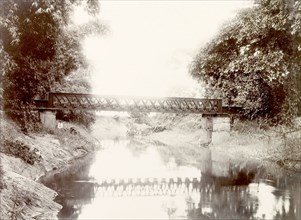 Railway bridge over Caroni River, Trinidad. View of a railway bridge crossing the Caroni River on