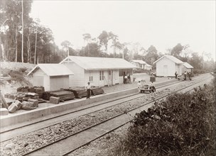 Longdenville railway station, Trinidad. Trinidad Government Railway workers complete Longdenville
