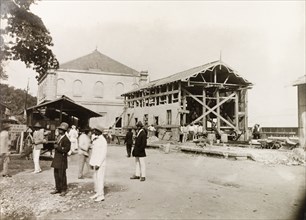 Extension work at Port of Spain railway station. The third class railway station is removed during