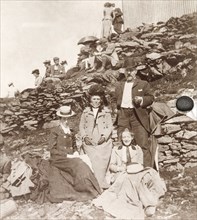 Friends posing on the slopes of Snowdon. Minnie Murray (far left) and friends pose for a group
