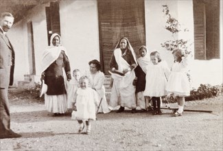 British children holidaying in Mussoorie. Young British children in the care of Indian ayahs