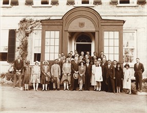 Dignitaries at Government House, St Helena. Group portrait of European and St Helenian dignitaries