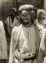 Kanuri dhow captain. Portrait of a Kanuri dhow captain, carrying a large crooked 'jembia' (dagger)