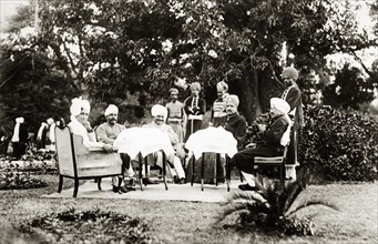 The Maharaja of Indore's ministers. The Prime Minister and state officials of Indore at a garden