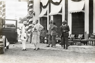 Sir Bertrand and Lady Glancy at Jaora. Sir Bertrand and Lady Glancy chat wth an Indian dignitary as