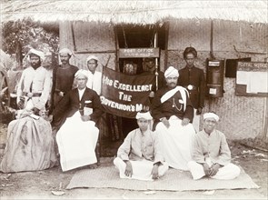 Post Office staff, Edakkara. Group portrait of the Indian staff and officials of the Edakkara camp