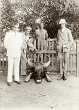 Gordon Leatham with hunting trophy, India. The Elaya Rajah (heir apparent) of Nilambur and Gordon