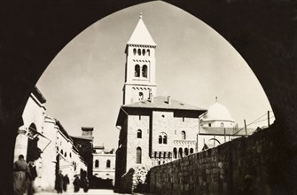 Church of the Redeemer, Jerusalem. View through an archway to the Church of the Redeemer, a