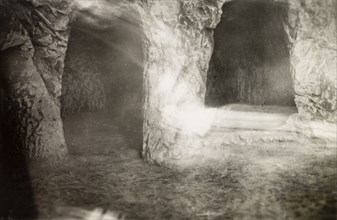 Tomb of Joseph of Arimathea. View of two burial shafts in the Tomb of Joseph of Arimathea, a grotto