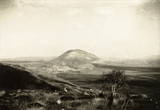 Mount Tabor, Galilee. View of Mount Tabor projecting from Jezreel Valley, traditionally believed to