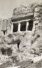 Tomb of the Kings, Jerusalem. The pillared entrance to a tomb cut into the rock face at the ancient