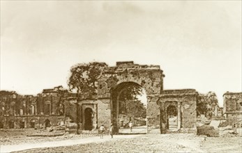 Bailey Guard Gate, Lucknow. The ruins of the Bailey Guard Gate at the British Residency, through
