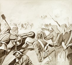 Lieutenant Willoughby's brave party'. An illustration depicts violent conflict in Delhi between