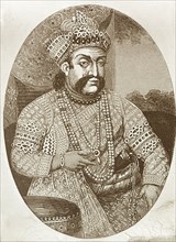Portrait of an Indian Nawab. Illustrated portrait of a bejewelled Indian nobleman, possibly Wajid