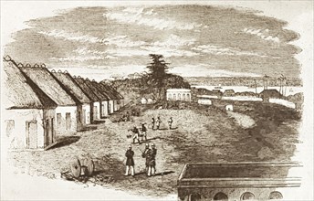 Entrenched hospital at Cawnpore, 1857. Illustration of the entrenched British hospital at Cawnpore,