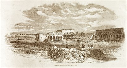 The deserted hospital' at Cawnpore. An illustration depicts entrenchments surrounding the ruins of