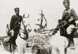 Transjordan Frontier Force officers. Two Arab officers of the Transjordan Frontier Force mounted on
