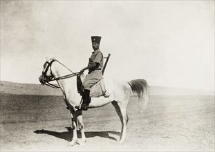 Palestine Police patrolling Gaza. A mounted officer of the Palestine Police Force patrols the