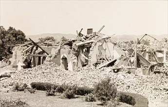 Building destroyed by an earthquake, Bihar. The remains of a building in Bihar, reduced to rubble